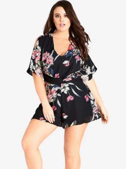 City Chic Black Floral Romper
